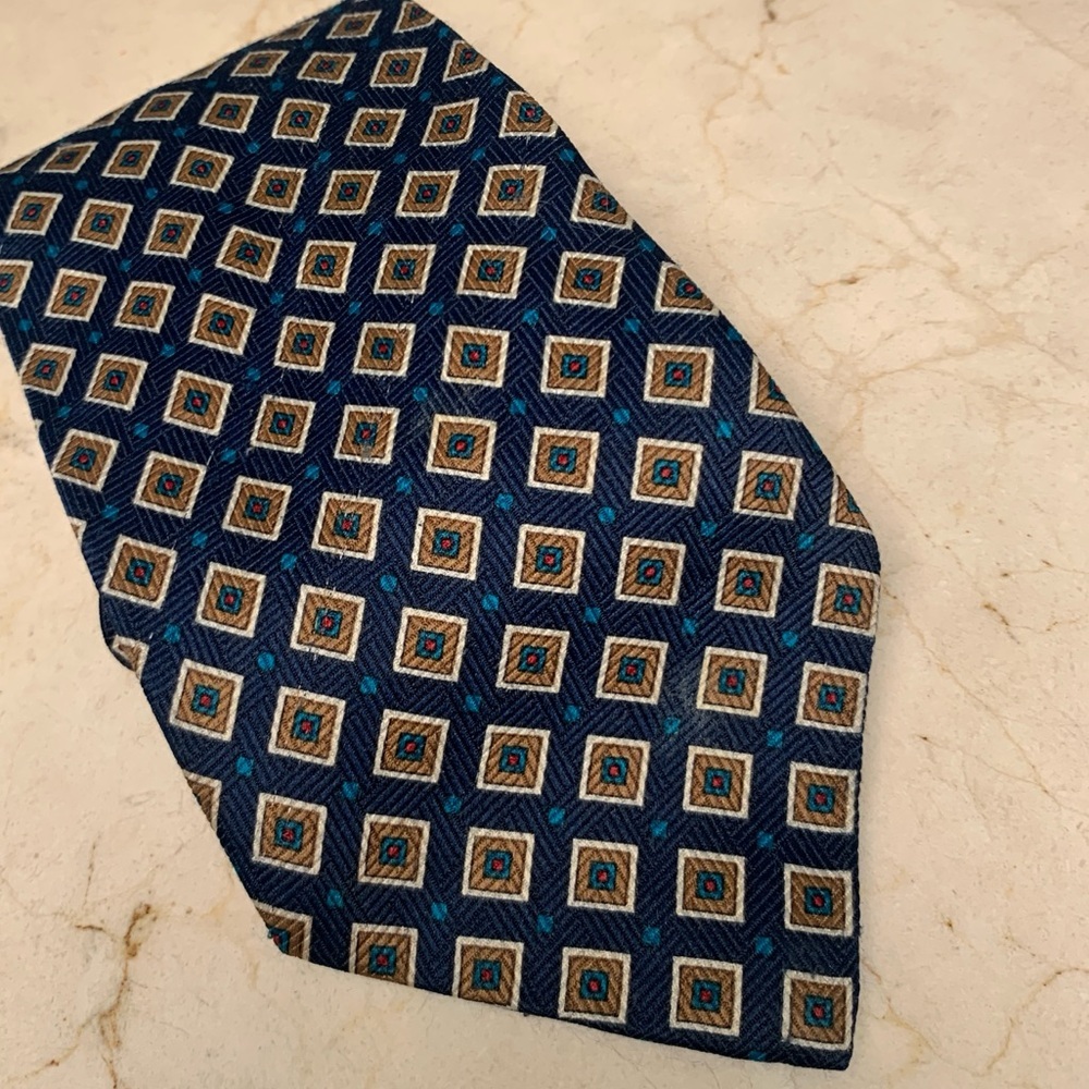 Parksden Blue Geometric Diamond Patterned Tie